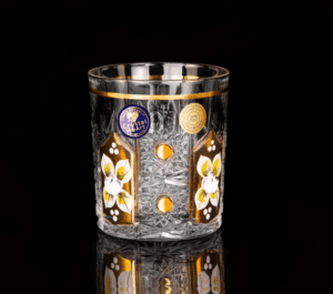 Krištáľové brúsené poháre na whisky 320 ml ručná maľba set 6 kusov