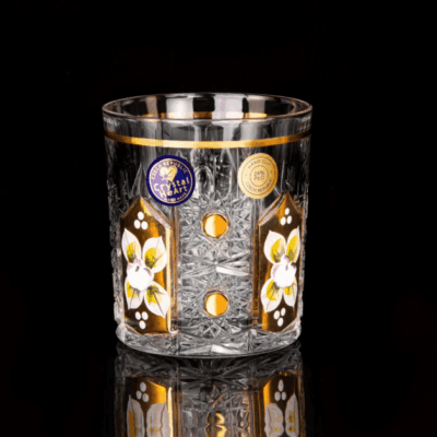 Krištáľové brúsené poháre na whisky 320 ml ručná maľba set 6 kusov