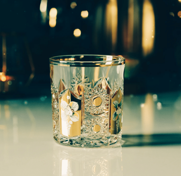 Krištáľové brúsené poháre na whisky 320 ml ručná maľba set 6 kusov – Obrázok 3