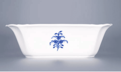 Cibulák – Misa 4-hranná s prelamovanými uškami 19 cm – originál cibuľový porcelán 1. akosť