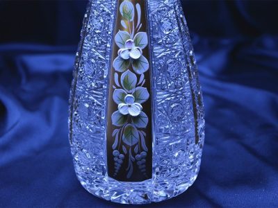 Krištáľová brúsená váza 28 cm ručná maľba