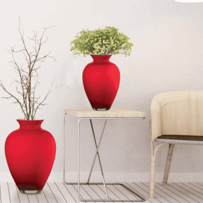 Váza AURORITA opálovo biela červená D20 cm
