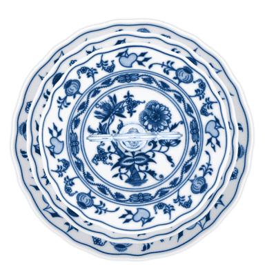 Cibulák – Etažér 3-dielny tanierový 15 + 19 + 24 cm – originál cibuľový porcelán 1. akosť