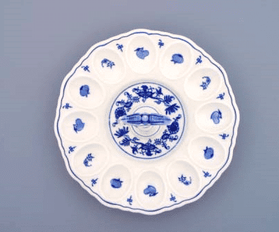 Cibulák – Podnos na vajíčka s rukoväťou – originálny cibuľový porcelán 1. akosť