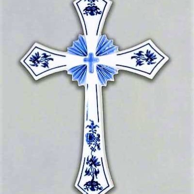 Cibulák – Svätý kríž 30,6 x 21,3 cm – originál cibuľový porcelán 1. akosť