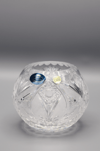 Krištáľová brúsená váza guľového tvaru ÚSVIT 10 cm