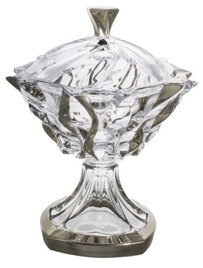 Krištáľová dóza na nohe Samboa platinum 25 cm