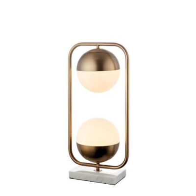 Sklenená stolná lampa kov – mramor – sklo 28×18 cm