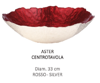 Misa Aster vo vianočnom prevedení červená-strieborná 33 cm