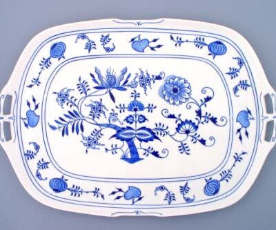 Cibulák – Podnos 4-hranný 48 x 33 cm – originál cibuľový porcelán 1. akosť