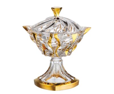 Krištálová miska na nohe Samboa gold 25 cm