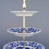 Cibulák – Etažér 3-dielny tanierový 15 + 19 + 24 cm – originál cibuľový porcelán 1. akosť