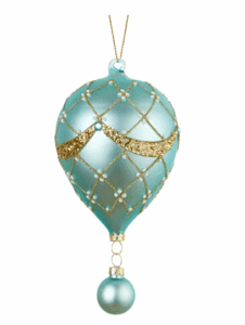 Svetlo modrý teplovzdušný vianočný balón 10x19 cm