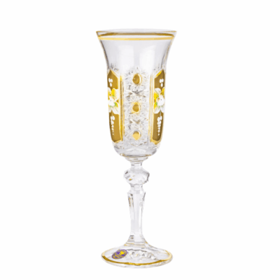 Alternative view of Krištáľové brúsené poháre Laura na šampanské 150 ml ručná maľba set 6 kusov