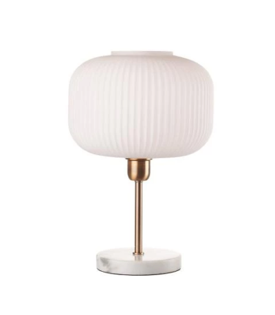 Stolová lampa kov - mramor - biele opracované sklo 30x46 cm