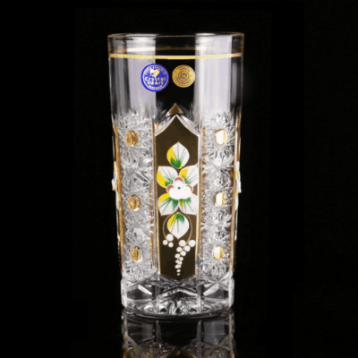Krištáľové brúsené poháre na vodu 350 ml ručná maľba set 6 kusov