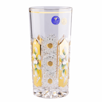 Alternative view of Krištáľové brúsené poháre na vodu 350 ml ručná maľba set 6 kusov
