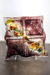 Umelecké sklo Veronika Rusňáková 20x20 cm